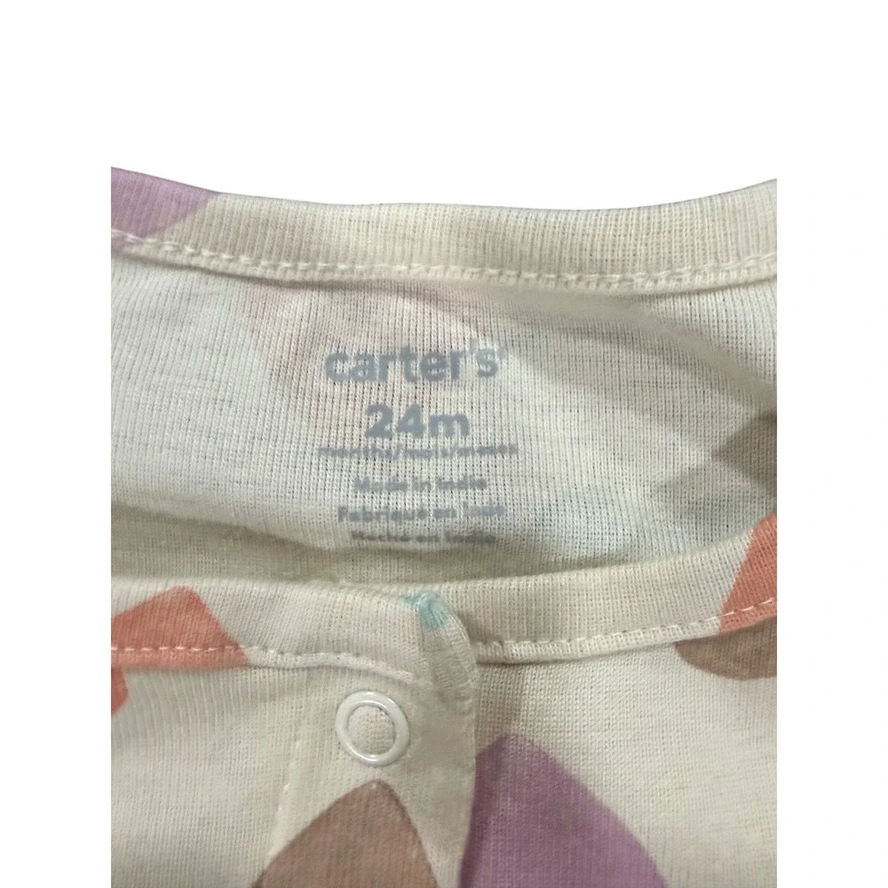 Carter's Baby Girl 24M Heart Print Snap Front Bubble Romper Cream NWT
